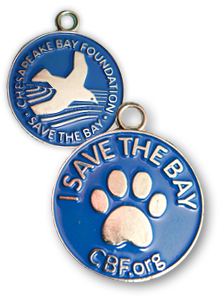 Dog tags with paw print and CBF logo/Save the Bay